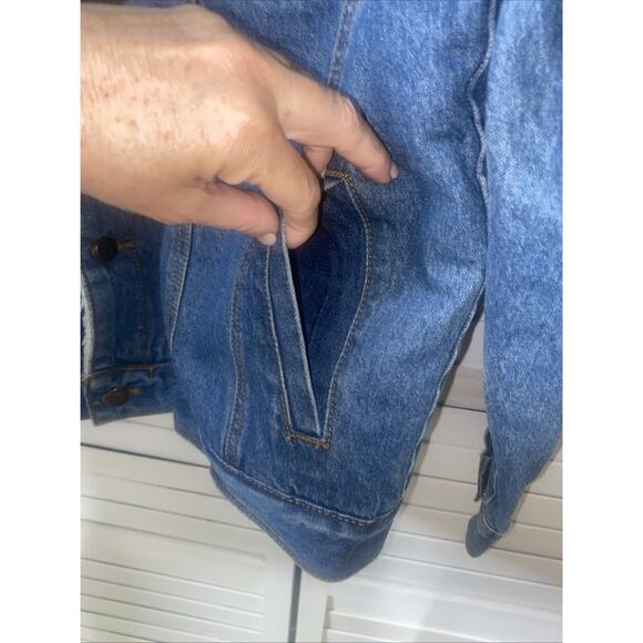 North 40 Men's Sherpa Lined Jacket Men's Blue Button Up Denim Trucker Sz Large - Picture 6 of 11